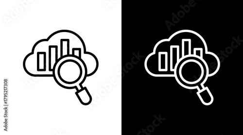 Cloud Analytics White Icon Set Design