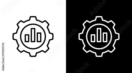 Analytics Gear White Icon Set Design