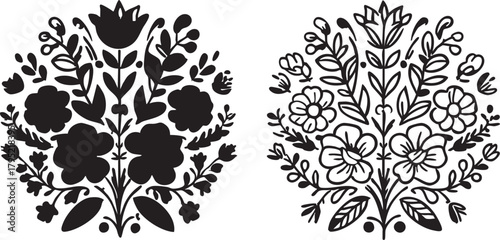Floral vector art: black and white flower designs for crafts & graphics eps silhouette