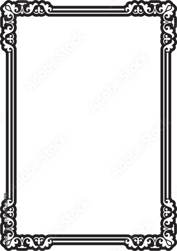 Vector black monochrome square stencil classic byzantine ornament. Rectangle, border, Ancient Greece, Eastern Roman Empire frame. Decoration of the Russian Orthodox Church