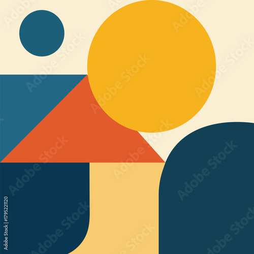 Abstract geometric artwork with colorful modern shapes