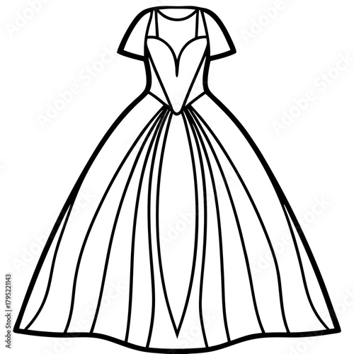 Gown line art vector