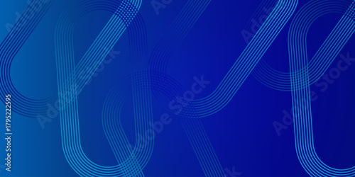 Abstract glowing circle lines on dark blue background. Geometric stripe line art design. Minimalist banner background, pastel color gradient, sea blue, and cloudy sky. Futuristic technology concept .
