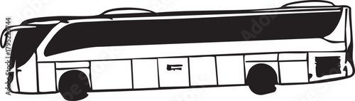 Bus vector illustration: black and white coach bus graphic eps silhouette