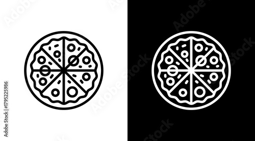 Whole Pizza  White Icon Set Design