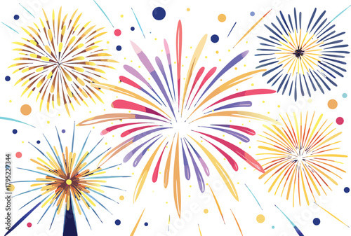 Colorful fireworks exploding in a vibrant festive night event