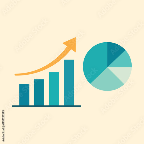 Business growth chart and analytics pie graph vector
