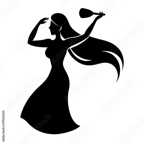 silhouette of a girl in a dress