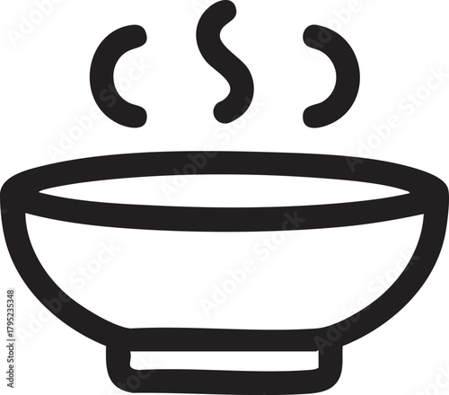 Hot soup bowl vector icon | steaming food illustration eps silhouette