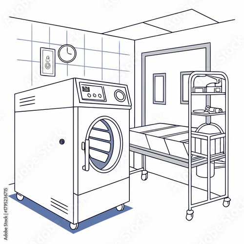Illustration of a hospital room with equipment
