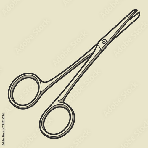 Illustration of a mosquito hemostat isolated on a beige background
