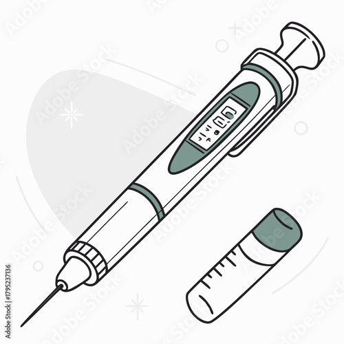 Illustration of an insulin pen with vial