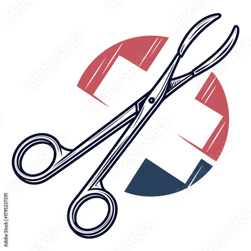 Medical clamp illustration with a cross symbol