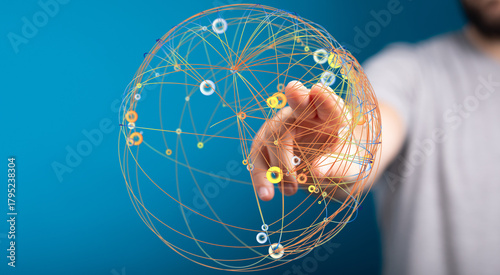 Person touching a globe mad...