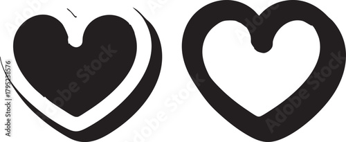 Heart vector icon set: black and white love symbol graphic eps silhouette