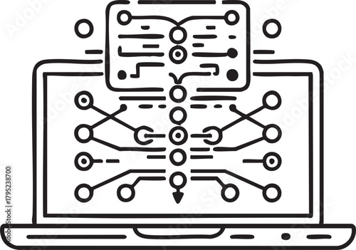 Ai neural network vector illustration: machine learning concept eps silhouette