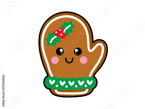 gingerbread cookie mitten cheerful christmas theme holiday