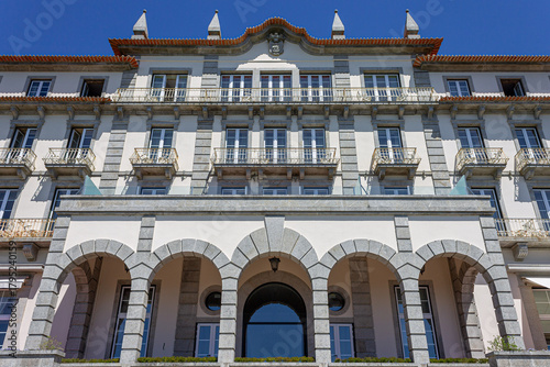 Viana do Castelo, Portugal. View of the Pousada Viana do Castelo on Mount Santa Luzia, a historic hotel opened in 1921 and overlooking the city and the mouth of the Lima River on a clear day