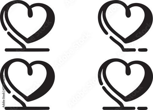 Heart vector graphic: love symbol, valentine's day icon, black and white design eps silhouette