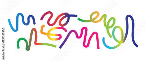 Colorful Abstract Curved Line Pattern on White Background