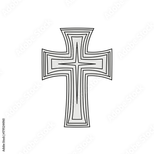abstract christian cross design with layered lines for religious education, spiritual blogs, funeral programs, and church communications