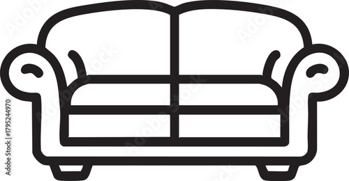 Couch vector icon: sofa outline illustration for furniture design eps silhouette