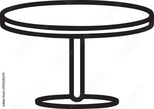 Round table vector illustration: minimalist furniture icon eps silhouette