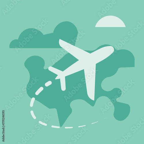 Airplane travel route map – tourism and flight icon