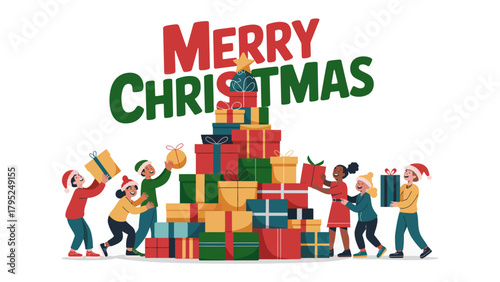 Christmas Spirit: a visual representation of the christmas day, conveying joy, warmth, and togetherness. A Festive display of gifts