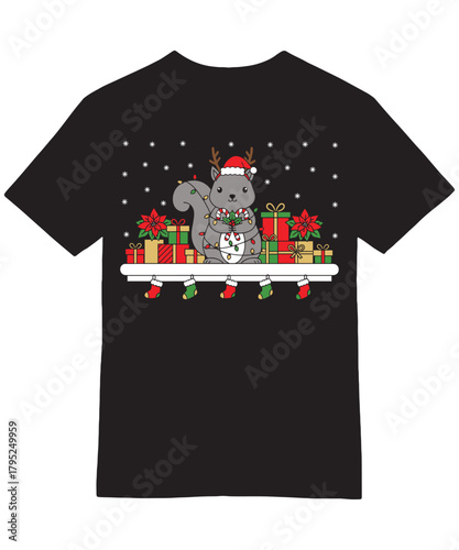 Cute Christmas Squirrel Ugly Sweater T-Shirt Design