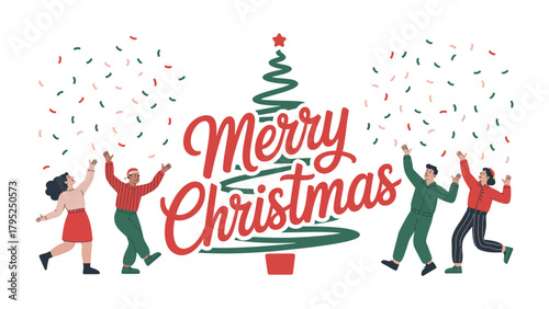 Holiday Cheer: Festive gathering of people celebrating Christmas with joy, creating a heartwarming scene filled with holiday spirit. 