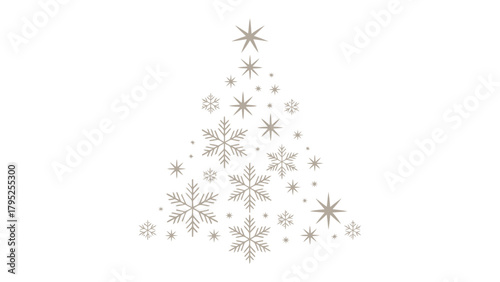 Festive Snowflake Tree: A minimalist representation of a festive tree created with delicate snowflakes, evoking the enchantment and serenity of winter and the holiday season.