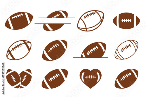 American Football Ball Icon Set