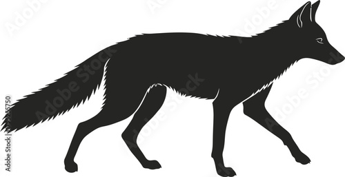 Black fox silhouette vector illustration wildlife animal predator design eps