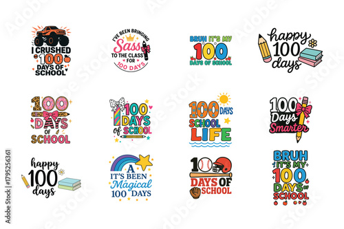 Colorful 100 Days of School Designs