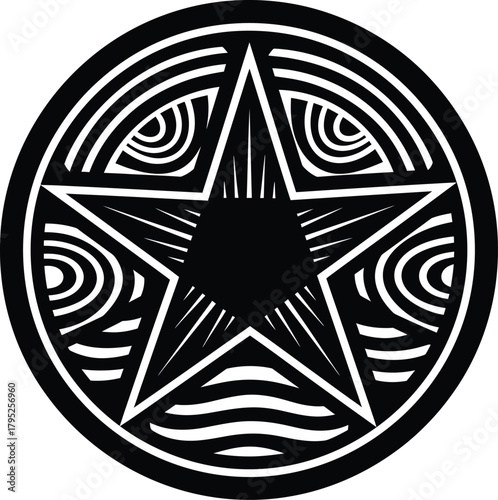 Pentagram star pagan symbol witchcraft occult esoteric magic illustration eps silhouette