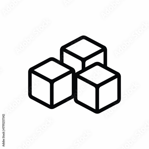 Three isometric sugar cubes stacked together in a simple line art icon