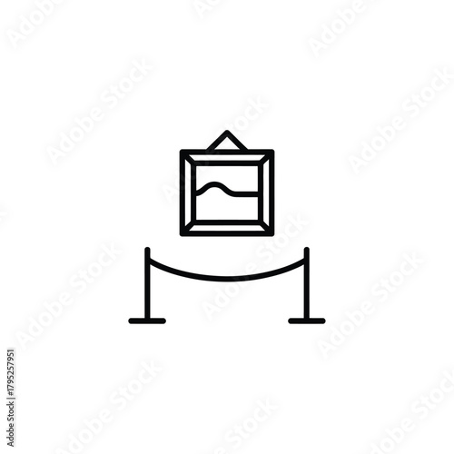 Simple line art icon of a painting in a museum exhibit