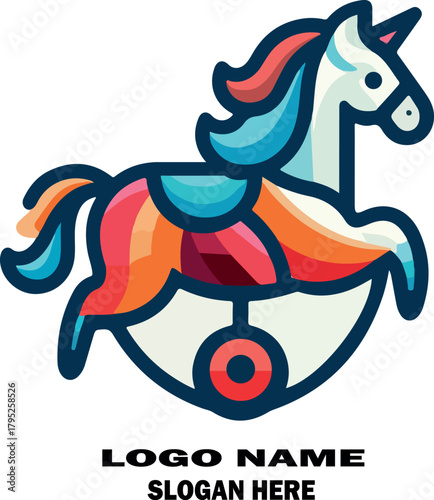 Carnival horse clipart logo icon vector white background