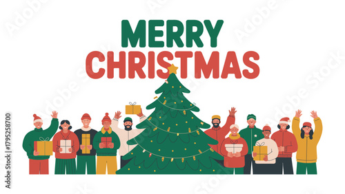 Holiday Cheers: A cheerful gathering celebrates Christmas with a decorated tree and gift-giving, radiating the warmth and joy of the festive season.