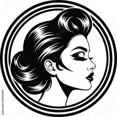 Retro woman hairstyle vector illustration vintage fashion design logo art eps silhouette
