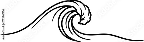 Simple black and white ocean wave drawing vector illustration art eps silhouette