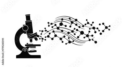 Microscope reveals flowing molecular structures, symbolizing scientific discovery and innovation.
