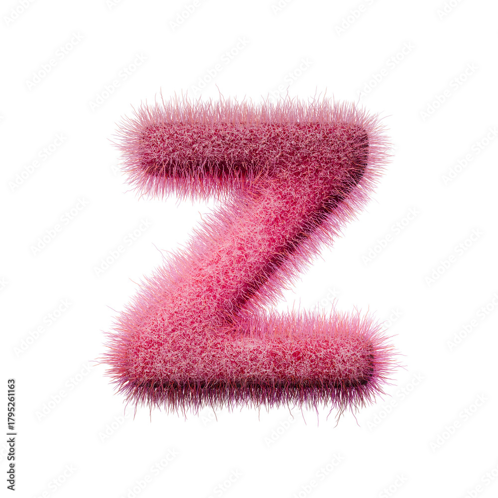 Fototapeta premium Pink fur Font Letter Z 3D