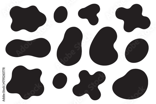 Dynamic black and white abstract organic shapes create a striking modern pattern perfect for graphic design backgrounds and textures