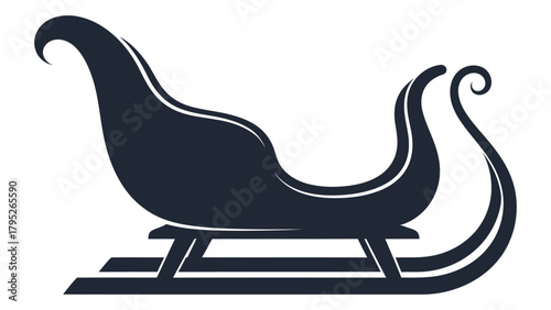Sleigh silhouette isolated on white background, Vector