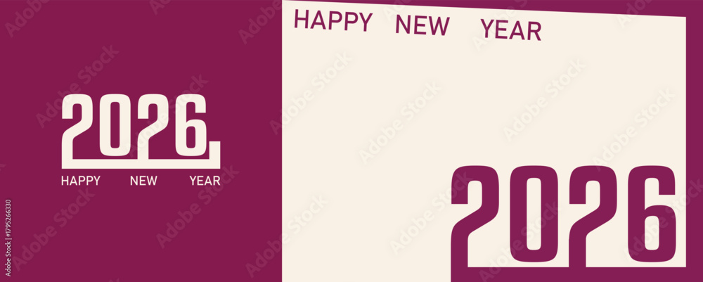 Fototapeta premium 2026 New Year logo design template, stylish typography, collection of 2026 Happy New Year, 2026 number design, vector illustration for greeting card, poster, calendar, invitation, banner