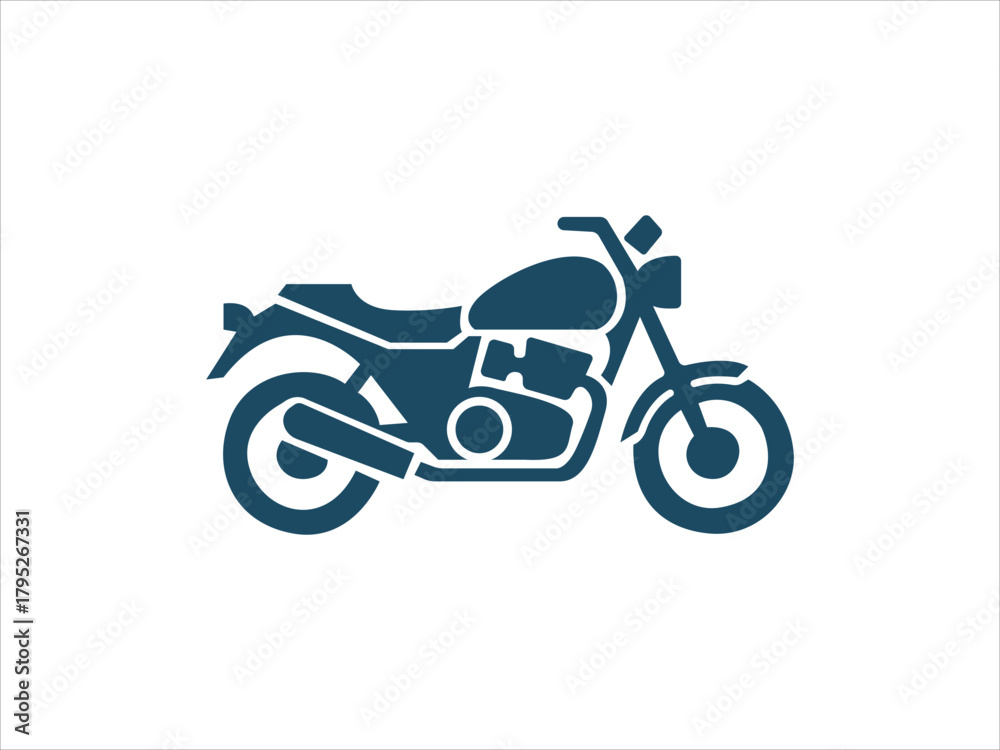 Obraz premium Dark blue motorcycle icon on white background for design projects