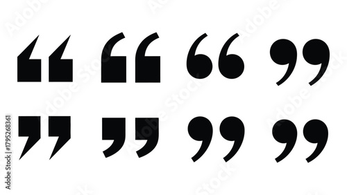 Diverse quotation mark silhouettes isolated on white background, Vector