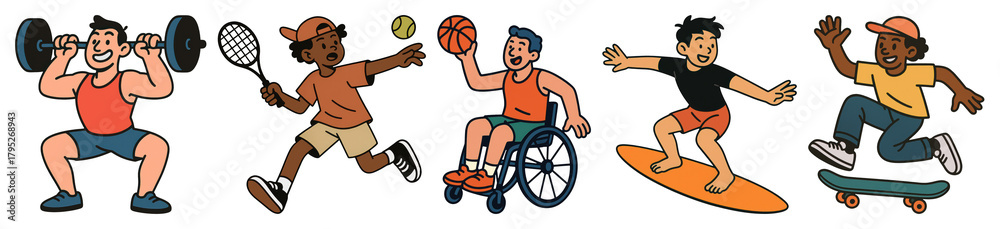 Fototapeta premium Diverse sports activities illustration